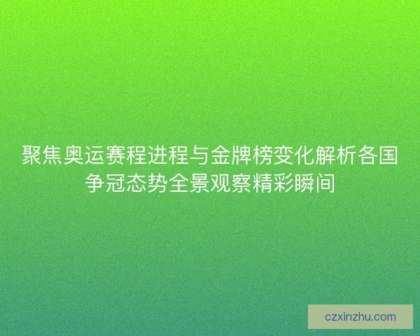聚焦奥运赛程进程与金牌榜变化解析各国争冠态势全景观察精彩瞬间